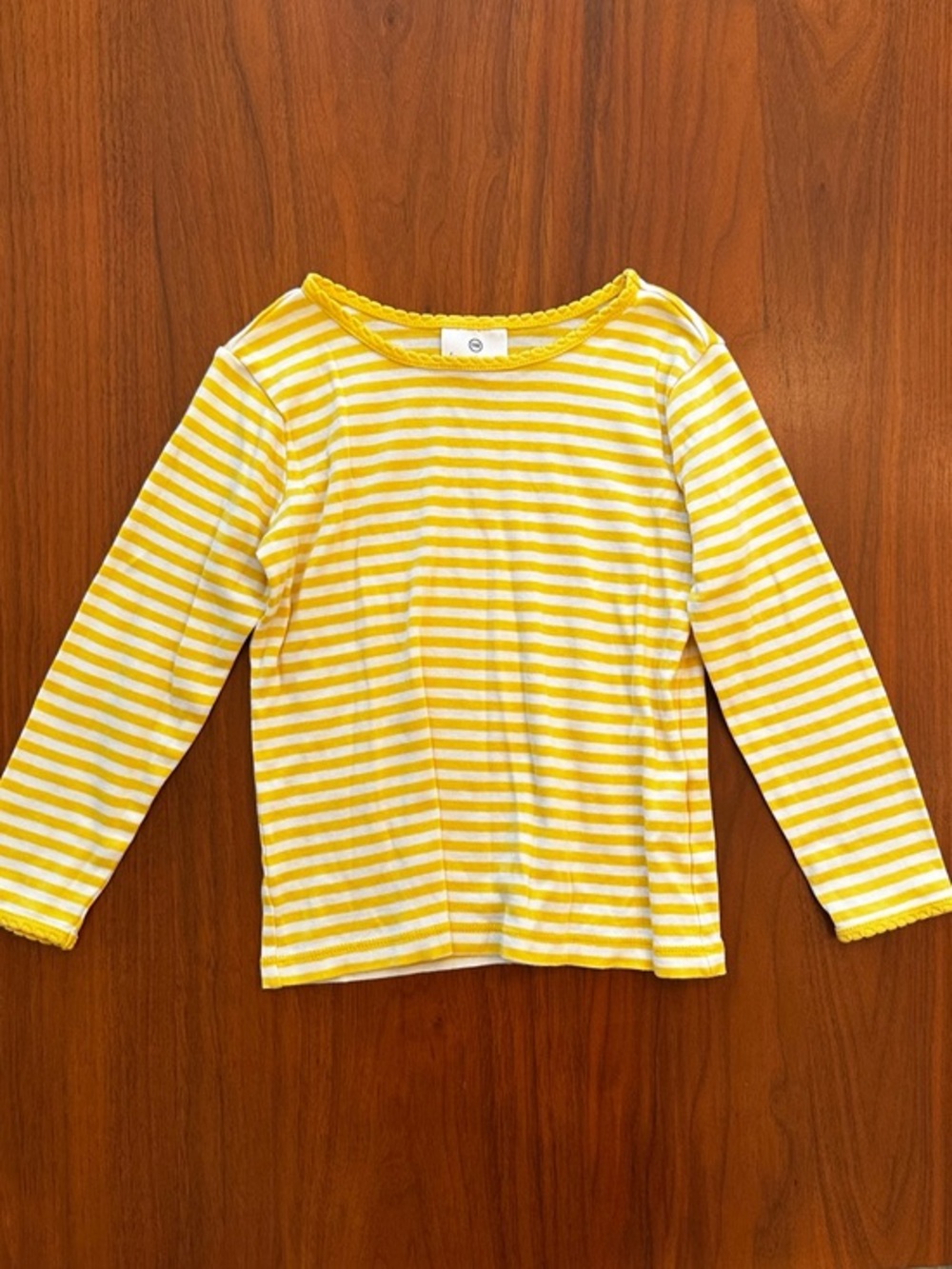 Hanna Andersson Yellow & White Striped Long-Sleeve Kids Top size 110 (5)